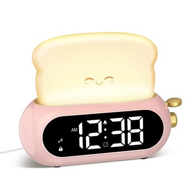 Netzu Cute Digital Alarm Clock Kids Pink Night Light Snooze Timer Bedroom LED