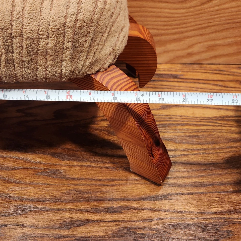 Vintage Handmade Wooden Turtle Footstool Padded Footrest Ottoman Alfred Pellerin - Image 4 of 4