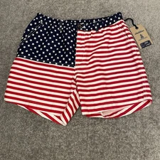 Chubbies Shorts Mens Medium Red White Blue Flag Twill Patriotic The Mericas NEW