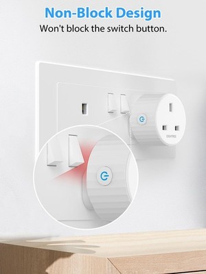 Smart Plug mit Energieüberwachung, Zeitschaltuhr Steckdose UK, 13A, 2,4G