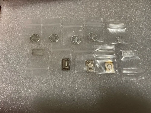 Lot of 10 x 1 gram .999 Fine Silver Miscellaneous Bars And Rounds