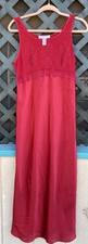 oscar de la renta nightgown Pink Tag Small Long Red Lace Satin Sheer Gorgeous 
