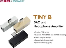 FiiO/Snowsky Tiny DAC Headphone Amp,PEQ,DSD256,PCM, 3.5mm+4.4mm (Tiny B, Silver)
