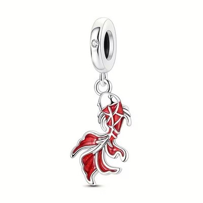 Koi Fish Lucky Carp 925 Sterling Silver Charm for Bracelet or Necklace