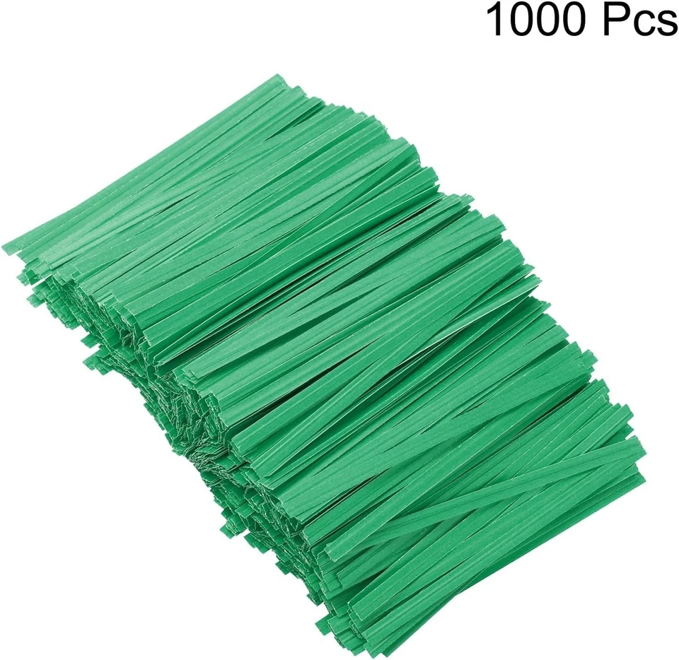 1000 Juego de Corbatas Giratorias Bolsa 3.5" Reutilizables Papel Kraft Corbata Giratoria para Pan Verde Foto 3 de 4