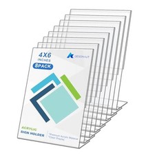 8 Pack Acrylic Sign Holder 4 x 6Inches  Clear Plastic Sign Holder Paper Photo