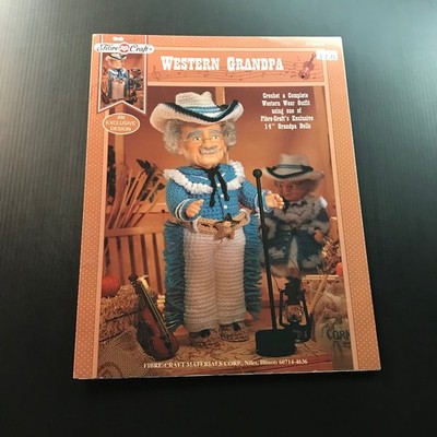 Western Grandpa Crochet Pattern Book Fibre-Craft 1994 Doll Outfit