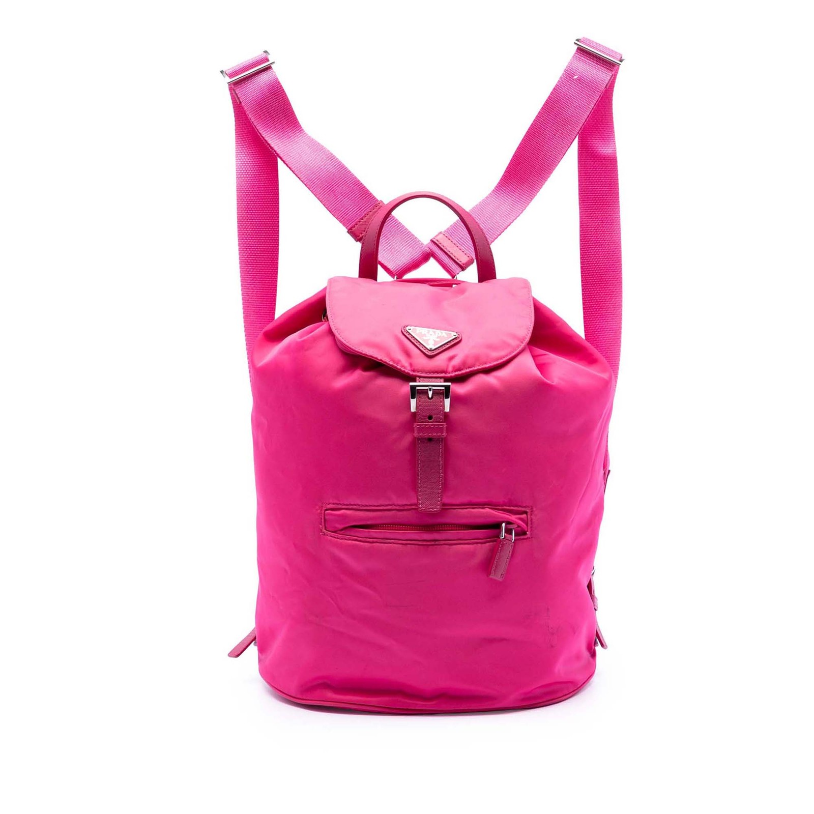 Authenticated Prada Tessuto Drawstring Hot Pink Nylon Fabric Backpack