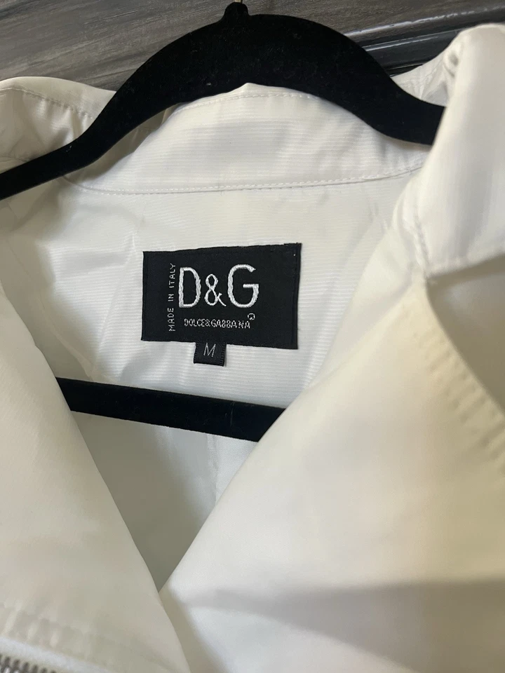 Chaqueta de Moto D&G Dolce & Gabbana Blanca Satinada — Hecha en Italia Diseñador Y2K Foto 3 de 4