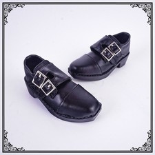1/3 Black PU Leather Suit Shoes Square Toe Width Buckle for Uncle ID BJD Doll