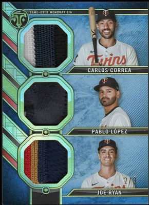 2024 Topps Triple Threads CARLOS CORREA LOPEZ RYAN GU Jersey SAPPHIRE Blue 2/3