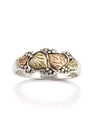 Vintage Black Hills Gold Ring Sterling Silver 12K Rose Green Gold Leaves Size 9