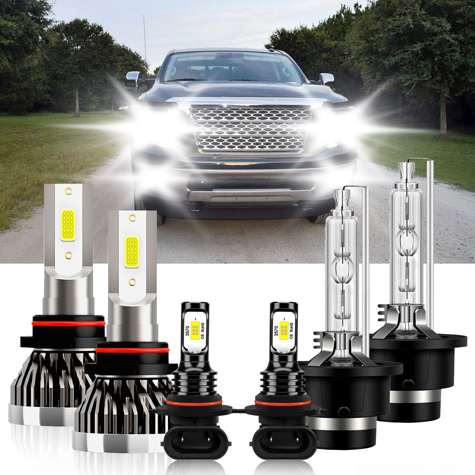 LED HID Headlight Bulbs Combo Fog Light white 6000K For Nissan Altima 2002-2004