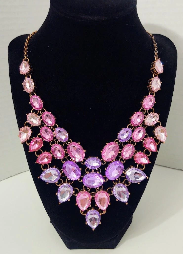 Rubans Rose Gold Plated CZ Studded Emerald Embellished Statement Neckl