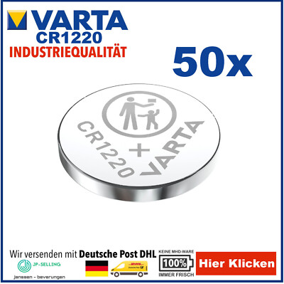 50x Varta CR 1220 CR1220 3V Industrieware Bulk Batterien Knopfzellen