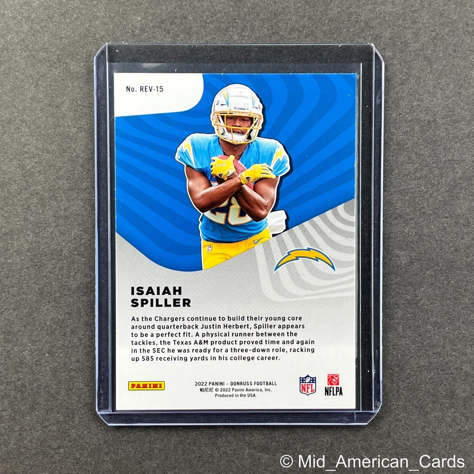 Isaiah Spiller 2022 Panini Donruss Rookie Revolution #REV-15 Chargers (RC) - Image 2 of 4