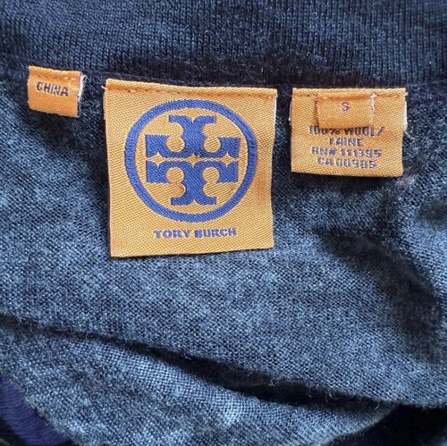 Tory Burch Wool Printed Lightweight Sweater Cardigan Women Small Black Purple - Picture 8 of 13