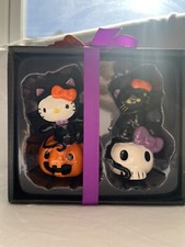 Image of Hello Kitty Halloween Salt and Pepper Shakers Pumpkin and Skull