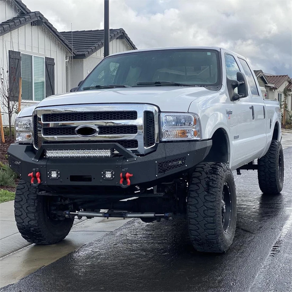 Parachoques delantero texturizado para Ford F250 F350 2005-2007 con placa de cabrestante y luces Foto 2 de 4