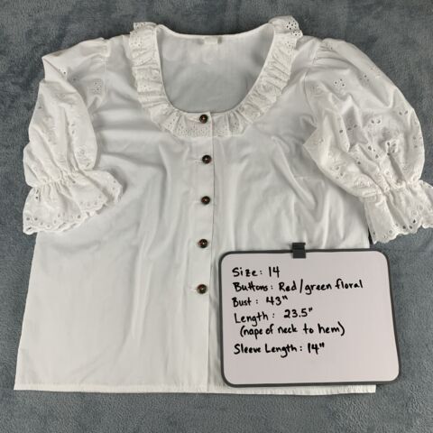 VTG Austrian Folk-wear Dirndl BLOUSES White Cotton blend/Lace Ethnic Oktoberfest - Picture 29 of 37