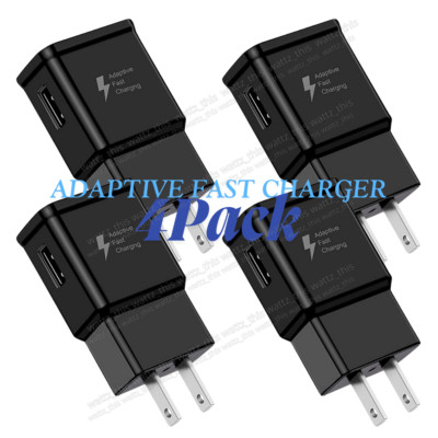 4-Pack Adaptive Fast USB Wall Charger Power Adapter For Samsung Google US Block