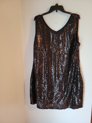 in'voland sequin dress IN'VOLAND 24W Sparkly Evening Dress Black W/ Secret Pocket On Hip