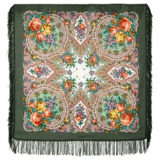 Pavlov Posad Scarf Folklore Tradition 89x89 Wool 1706-9 Dawns of Spring Платок