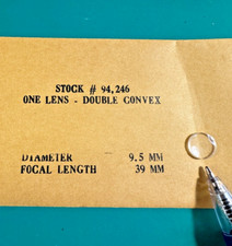 Edmund One Lens Double Convex 9.5mm Diameter 39mm Focal Length