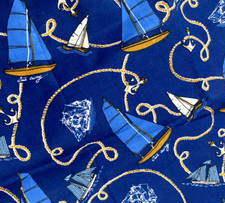 Fabric Sailboats 1.5 Yard x 45" Classic Cottons Blue Nautical 2000 Vintage