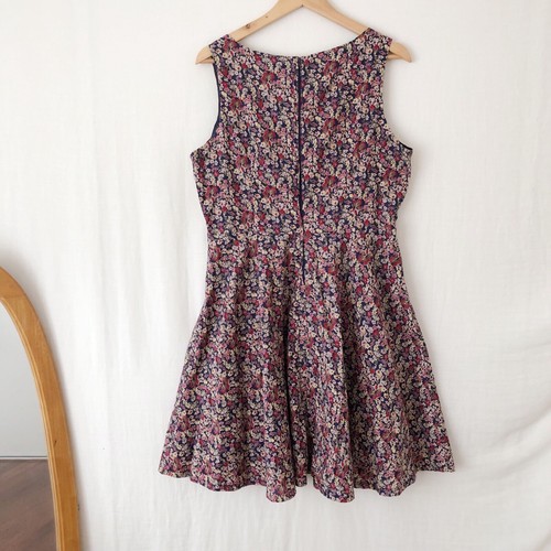 Princess Highway Dress Size 16 Navy Pink Floral Cotton Sleeveless Fit Flare - Picture 7 of 9