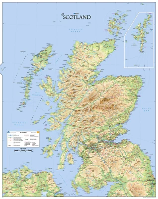 Map of Scotland - Scottish Wall Map, Poster of Scotland - Image 1 of 4