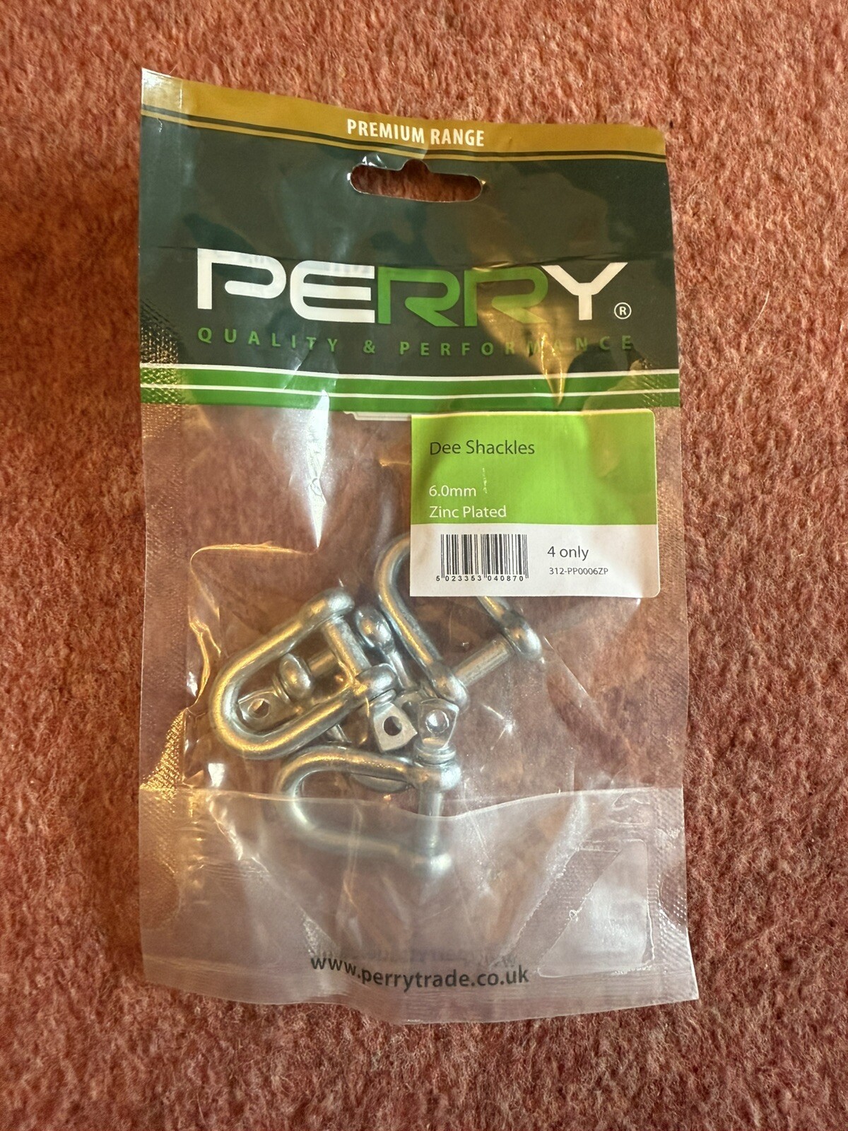 Perry 6mm Dee Shackle Bzp-Electro Galvanised (PK-4)