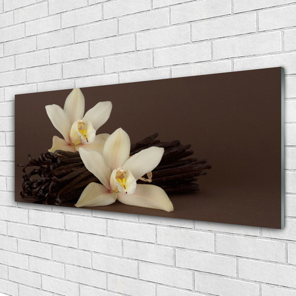 Tableau mural 125x50 floral vanille plexiglas pour une ambiance zen de chambre