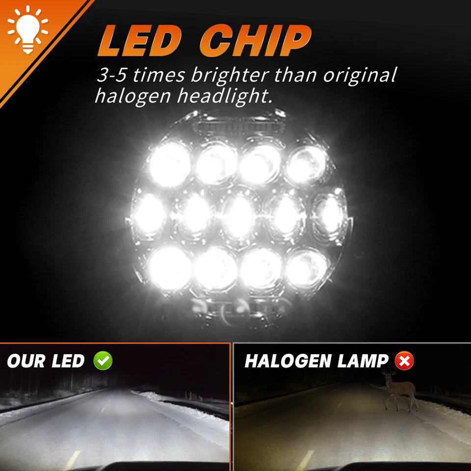 Farol de LED 7" para Harley Davidson Electra Glide Classic + luzes de passagem 4,5" - Imagem 2 de 4