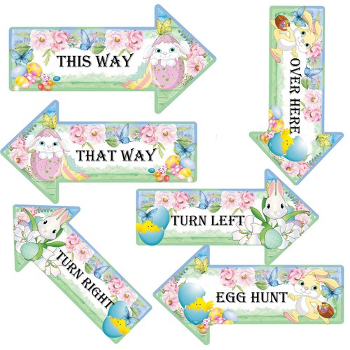 Letreros de caza de huevos de Pascua flechas, flechas de fiesta, conejos de Pascua, pollitos de Pascua - Imagen 2 de 3