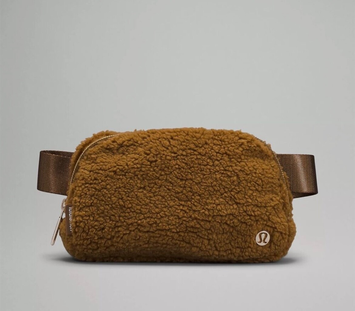 Lululemon Everywhere Fleece Sherpa Belt Bag 1L Burnt Caramel Gold Hardware NWT