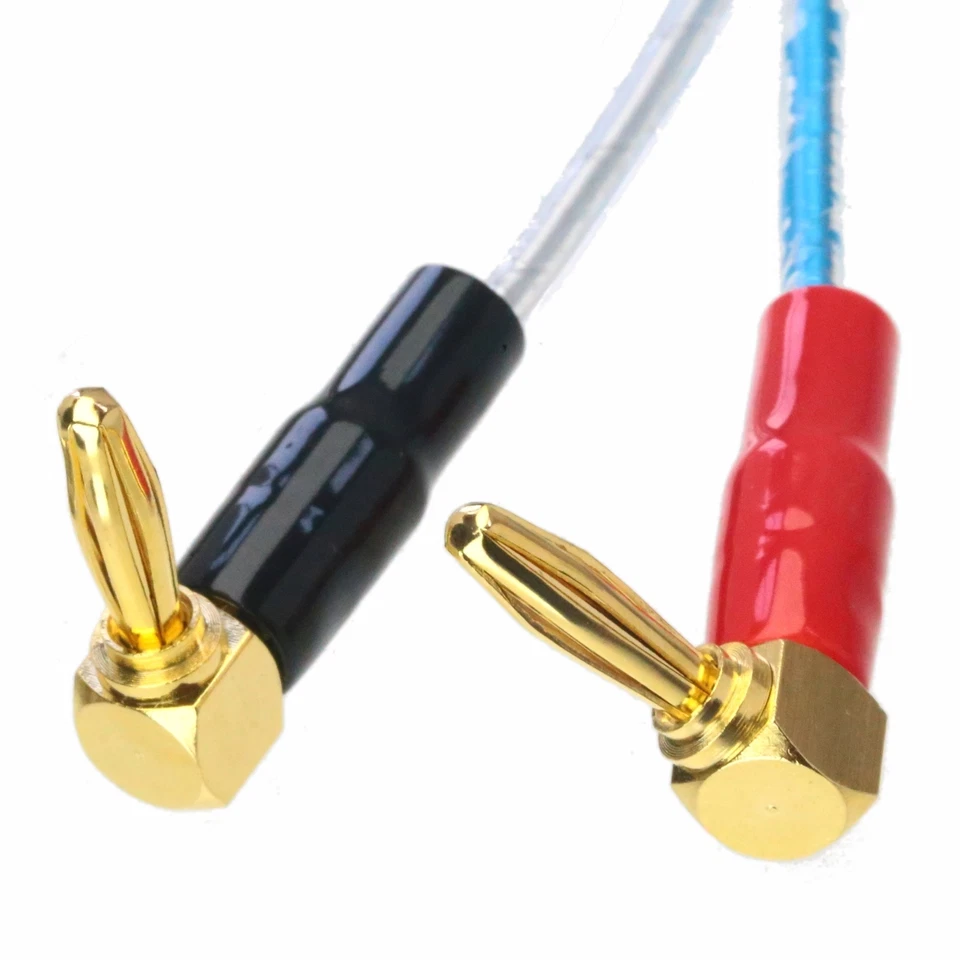 RCA phono male black to bananas plug elbow Audio amplifier speaker cable 1~16FT - Image 2 of 4