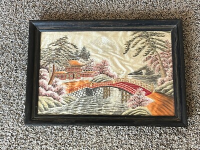 Mt. Fuji-Original Japanese Beautiful Landscape Stitchery Framed