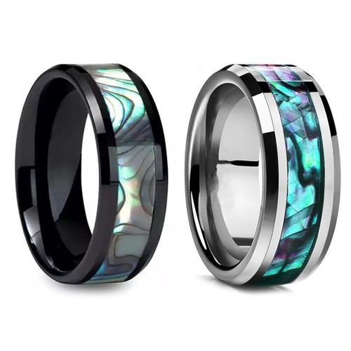 Men Women Stainless Steel Rings Dragon/Shell/Wood/Band Ring Titanium Engagement~ - Picture 18 of 68