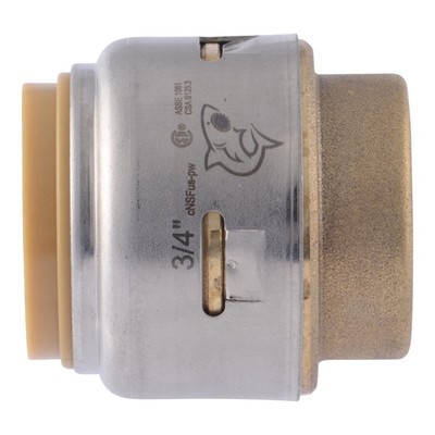SharkBite U518LFA 200 PSI Push-to-Connect Brass End Stop 3/4 Push Dia. in.
