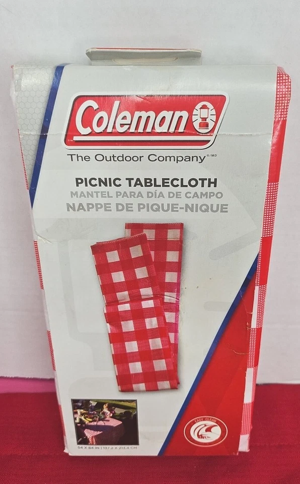 Mantel de picnic Coleman The Outdoor Company rojo blanco a cuadros 54 x 84 nuevo Foto 2 de 4