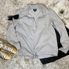 GUC Jones New York Light Gray 1/4 Zip Pullover Sweatshirt M