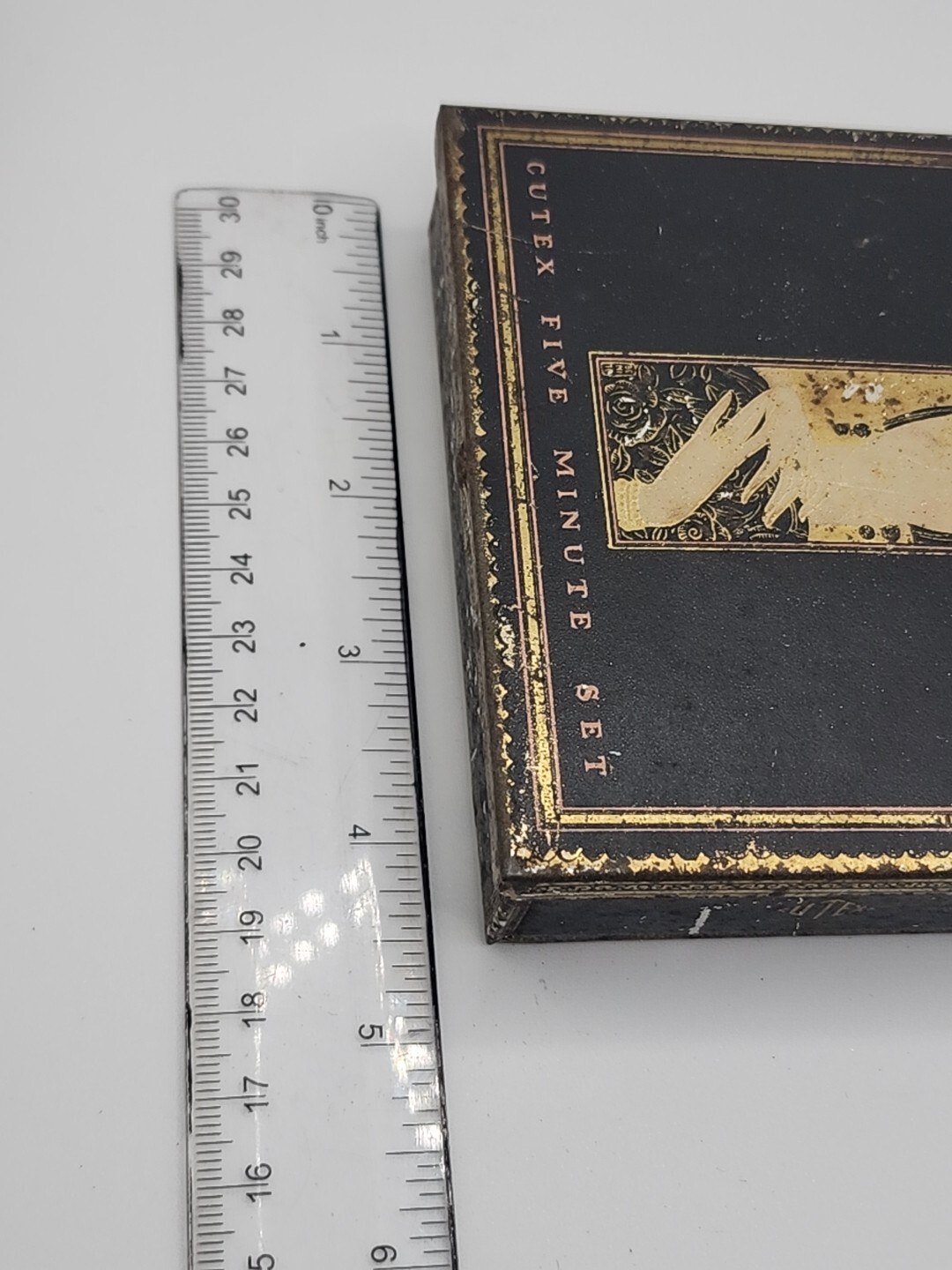 Vintage Art Deco Metal Cutex Five Minute Set Advertising Tin Litho Box Manicure