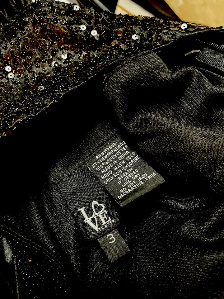 LOVE TEASE WOMENS SLEEVELESS BLACK HALTER NECK SATIN SPARKLE MINI DRESS SZ 3 NEW - Image 3 of 4