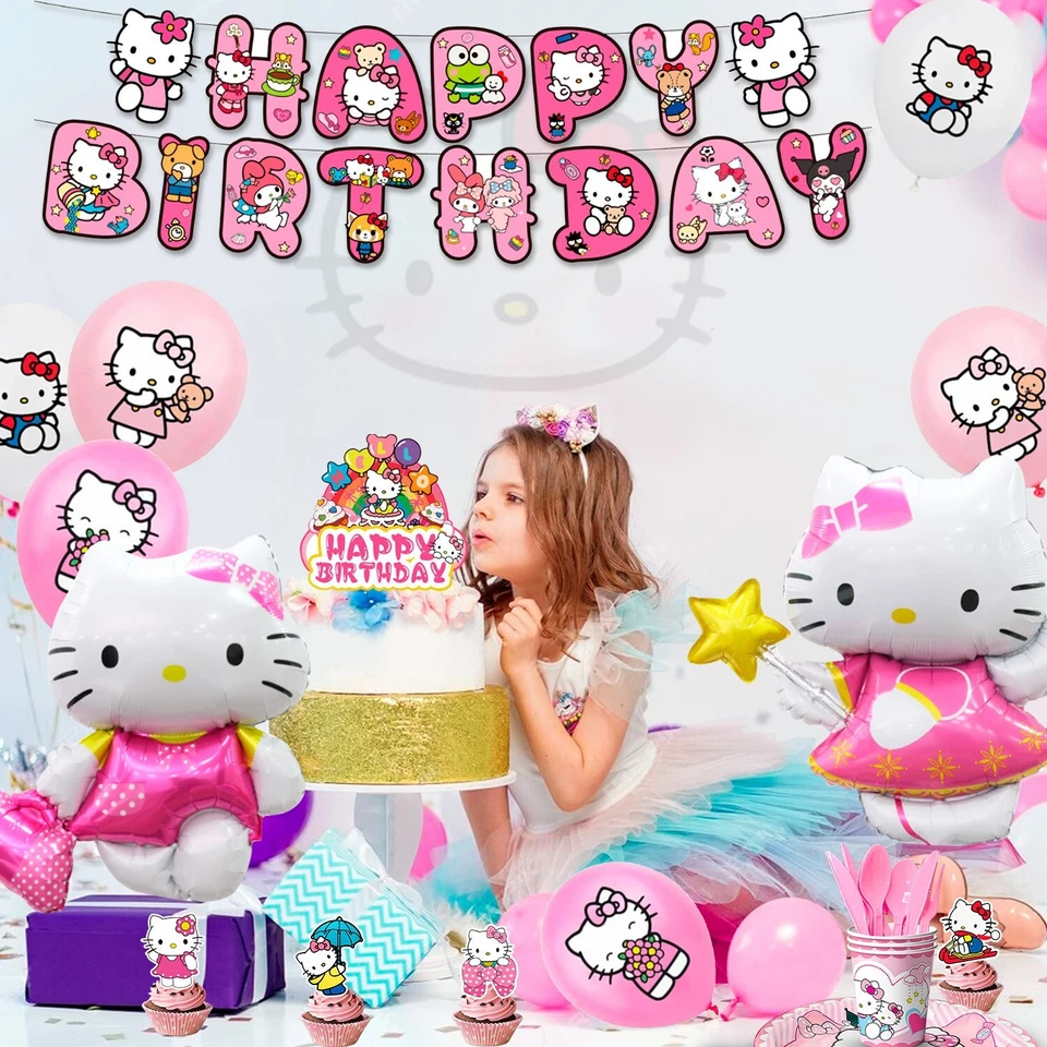 124pcs Hello Kitty Party Decoration Pink Girl Hello Kitty Party Supplies Balloon - Image 3 of 4