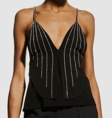 $905 Dsquared2 Women's Black Crystal V-Neck Cami Top Size S