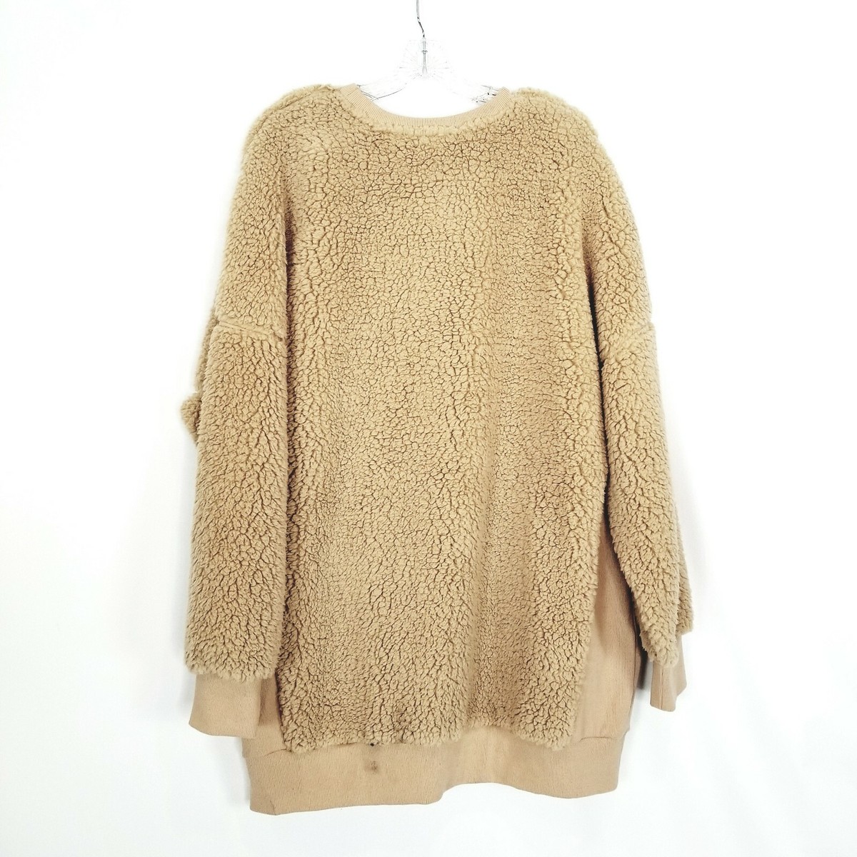 Asos 14 Women's Oversized Blush Beige Sherpa Plush Pullover Sweater
