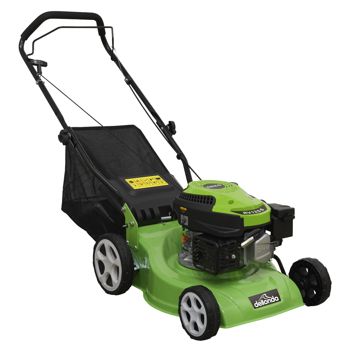 Dellonda Hand Propelled Petrol Lawnmower Grass Cutter, 132cc 16""/40cm 4-Stroke