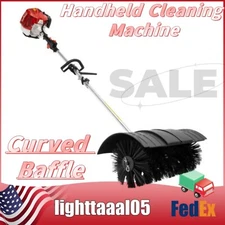 Walk Behind Power Sweeper Broom 52cc 2.3HP Gas Engine Sweeper Lawn Gravel Turf