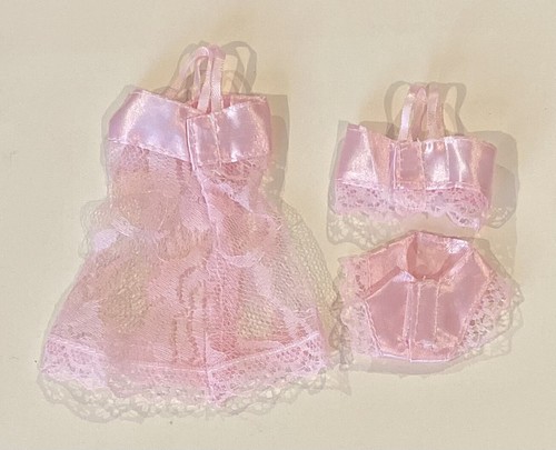 11”-12” DOLL 3-PC PINK NIGHTGOWN LINGERIE PJ SET Outfit Clothes for BARBIE NEW! - Picture 2 of 3